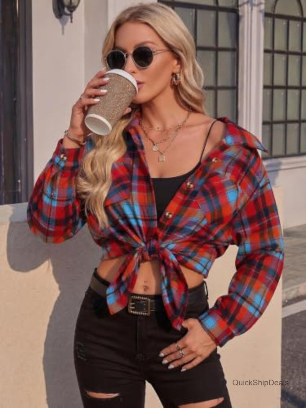 Vintage Plaid Flannel Shirt with Wooden Buttons and Two Chest Pockets - Picture 3 of 6